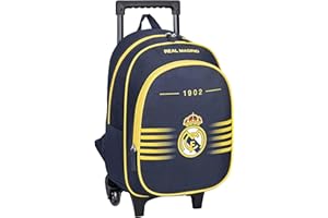 Real Madrid - Mochila escolar con ruedas, colección oficial