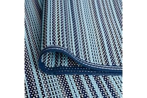 KZY LONDON Outdoor Rugs for Garden - Large Plastic Waterproof Mat 120x180 cm - Reversible Camping and Picnic Rugs - Perfect for Garden, Patio, Picnic, Decking - Stain And Water Resistant (Navy Blue)