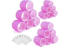 Aulese Zestaw 30 sztuk wałków do włosów, duże loki, bez wysokiej temperatury, samoprzylepne wałki z spinkami do włosów, lokówki do włosów i profesjonalna stylizacja włosów na rzep, elastyczny pręt