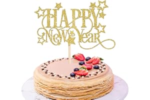 Xsstarmi 1 Pack Happy New Year Cake Topper Star Glitter Gold Celebrate Happy New Year 2026 Cake Pick Decoration for Cheers to 2026 New Years Eve Party Cake Decorations Supplies