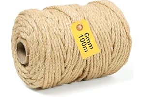 MDDK DY 100M Sisal Rope for Cat Scratcher, 6MM Sisal Rope, Cat Scratching Post Replacement, Gardening Bundling, Craft Decoration