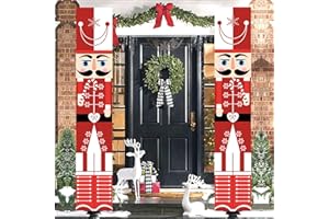 POPOYU Weihnachts-Nussknacker-Türbanner, Nussknacker-Soldaten-Banner,Nussknacker-Tür-Deko,Weihnachts-Nussknacker-Banner, Weihnachts-Couplet für Outdoor Weihnachten Haustür Decke Wand Hängen Banner