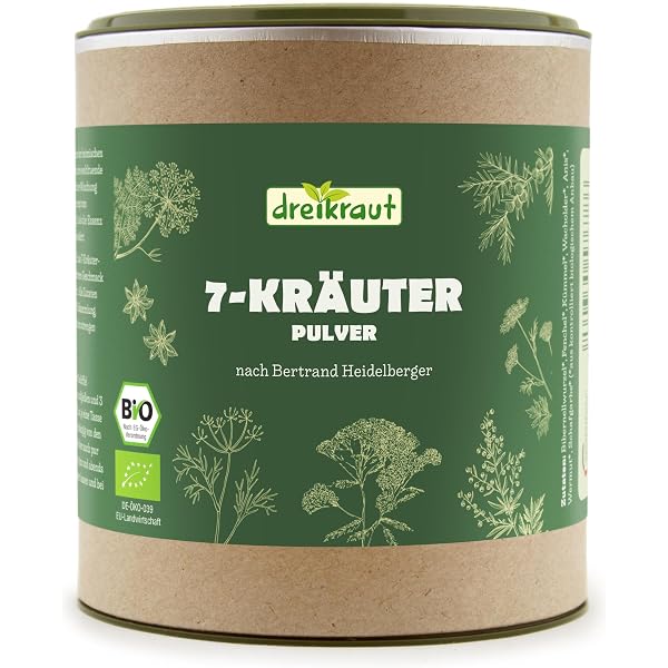 VITA IDEAL Vegan ® 7 - BITTER - KRÄUTER 2x 300g PULVER Tagesportion 800mg BITTERKRÄUTER Pulver Von Bibernellewurzel Wermutkraut - Schafgarbenkraut - Fenchelsamen - Kümmelsamen - Anis - Wacholderbeeren