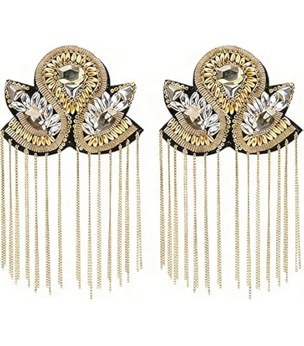 SUPERFINDINGS 2 stuks strass schouderbadge afneembare ijzeren kwast