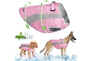 TOPSOSO Gilet Rinfrescante per Cani con Cerniera Regolabile, Giacca Leggera con Tecnologia di Microfibra Rinfrescante per Evaporazione, Maglietta di Protezione UV per la Spiaggia (Rosa, M)