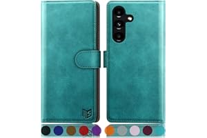 SUANPOT Funda para Samsung Galaxy A25 5G con Tapa【Bloqueo RFID】de Cuero PU Cierre Magnético，Soporte Plegable，Ranura para Tarjeta Cover Wallet Leather para Samsung Galaxy A25 5G Phone Case Azul Verde