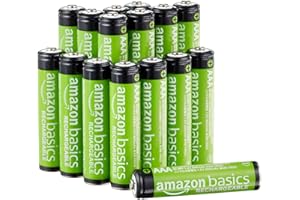 Amazon Basics lot de 16 piles rechargeables AAA NiMH Performance, 800 mAh, 1,2 V, rechargeables 1 000 fois, préchargées