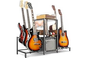Bikoney Soporte Guitarra 5 Niveles Para Guitarra Acústica, Eléctrica, Bajo, Soporte Guitarra Suelo Soporte Para Estante de Guitarra, Soporte Piano Piso Ajustable para Múltiples Guitarras