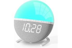 AFEXOA Sunrise Alarm Clock, Wake Up Light with Sunrise Simulation, Multicolor Bedside Lamps, 7 Ringtones, 9 Colors Night Light, Snooze, Sleep Aid, Gift for Kids, Adults