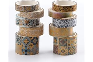LGEGE 10 rotoli Washi Tape Set estetico, larghezza 30/15/10 mm, decorazione decorativa in lamina dorata, per scrapbooking, lavori fai da te, articoli per scrapbooking,confezioni regalo,diari