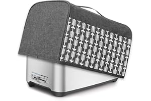 Yarwo Copertura per Tostapane per la Maggior Parte dei Tostapane 4 Fette 2 Scomparti lunghe, con Tasche e Manico Superiore, Resistente All'acqua, Grigio con motivo a freccia