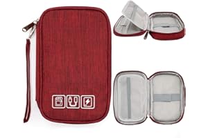 Ruyosn Organizer na kable torba wodoszczelna, mała torba na kable torba na dysk twardy elektroniczna torba organizer akcesoria elektroniczne organizer kabel podróżny, Czerwony