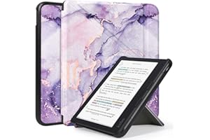 Caweet Étui pour Tolino Vision Colour 2024, Kobo Libra Colour (Modèle: N428), Origami Cover avec Auto Sleep/Wake, Marbre Lilas