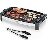 LEBENLANG 2000W Electric Cooker Griddle - 45 x 30 cm &amp; Incl. Grill Tongs | Electric griddle for cooking XXL indoor &amp; outdoor