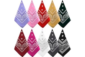 NACHLYNN 10pcs Paisley Bandanas Assorted Bandanas Cowboy Polyester Headbands Square Scarf Headwear