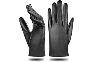 MELLIEX Guanti in Pelle da Donna, Eleganti Mittens Pelle Artificiale Sottili Sfoderati Guanti PU Pelle per Touchscreen, Nero