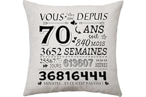 ACONESONG Cadeau pour 70ème Femme Homme 70e Cadeaux d’Anniversaire Décorations Souvenirs d’Anniversaire Cadeaux Housse de Coussin pour 70e Anniversaire Coussin Housse de 70 Ans (70)