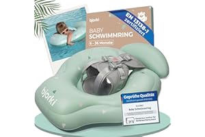 BJORKI® Koło do pływania dla niemowląt – stabilne i bezpieczne na wodzie – opona do pływania wraz z dzieckiem od 6 miesięcy do 3 lat – pozycja do pływania 40° dla naturalnych ruchów – wytrzymała pomoc