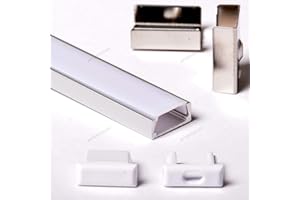 Aftertech® 1506 PERFIL ALUMINIO 15x6mm 1M PARA TIRA TIRA LED BARRA RIGIDA 1MT PERFIL GUIA + TAPA BLANCA