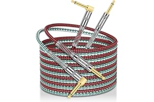 OTraki Câble Guitare 4m, 2 Pièces 6.35mm Cable Jack Câble Instrument Guitare Jack Coudé de Guitare électrique pour Amplificateur De Guitare, Basse, Instrument à Clavier