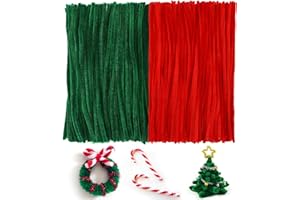G2PLUS Fil Chenille 200PCS Tiges de Chenille de Noël Cure Pipes Rouge et Vert Cure-Pipes pour Décorations et Artisanat Créatif Creatifs de Noël 6mm * 30cm