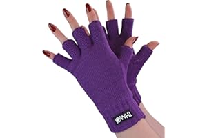THMO Ladies Thermal Fingerless Gloves Winter Fleece Lined Soft Thinsulate Gloves for Women