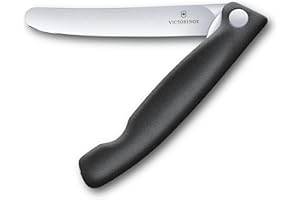Victorinox Swiss Classic Cuchillo plegable de picnic para senderismo, fruta, verdura, panecillos, salchichas, con hoja recta, extra afilada, Negro