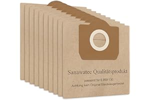 SANAWATEC 10x WD3 Staubsaugerbeutel für Kärcher 6.959-130.0 WD3 Beutel Papier Filtertüten für WD3 1629 MV3 A2201 2204 2504 2604 2554 2251 Paperbags Staubsaugertüten Papierfilter Filterbeutel