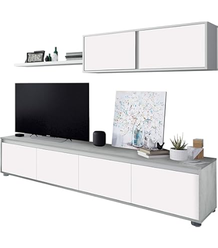 Buffet Salle A Manger Habitdesign Modèle Baltik Buffet 3 Portes Pour Salon, Meuble D'appoint, Finition Blanc « Artik » Et Blanc « Velho », Dimensions : 144 X 87 X 42 Cm (l X H X P Buffet Blanc
