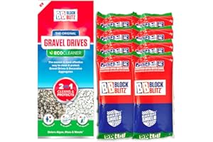 Block Blitz Garden Gravel Cleaner for Paths, Driveways and Decorative Aggregates. 8x 380g Pouches. Removes and Deters Algae, Moss and Weed Growth for up to 6 months