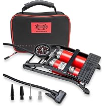 HEYNER Premium Double Barrel Foot Air Pump With Manometer 10 Bar 140PSI Pedalmax… 225000 Sports & Outdoors