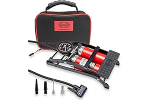 HEYNER Premium Double Barrel Foot Air Pump With Manometer 10 Bar 140PSI Pedalmax… 225000