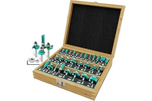 CSOOM Set di 30 punte professionali per la lavorazione del legno con cuscinetti di ricambio, adatte per gambo da 8 mm, lame in lega dura, utensili per la lavorazione del legno, confezionate in robuste