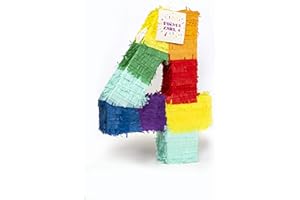 Trendario Pinata Zahl 4 - mehrfarbig - ungefüllt - Ideal zum Befüllen mit Süßigkeiten und Geschenken - Piñata für Kindergeburtstag Spiel, Geschenkidee, Party, Hochzeit
