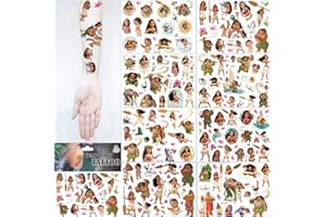 MIOTLSY Temporary Tattoos Kids 8 Sheets Moana Tattoo Sticker Pack Moana Maui Waterproof Tattoo Stickers Moana Ocean Theme Tattoos for Kids Halloween Christmas Birthday Party Supplies