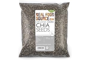 RealFoodSource Certified Organic Raw Dark Chia Seeds 1KG with Free Chia Recipe Ebook