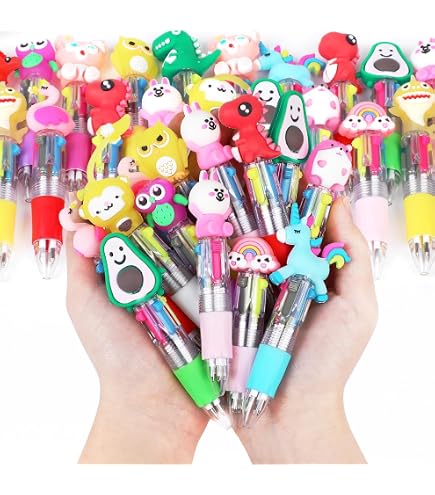 30 Stylos 4 Couleurs Enfant - Design Kawaii - Cadeau Anniversaire Ou École - 0.5mm