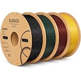 ELEGOO Glitter PLA Filament 1.75 4kg Black, Green, Red, Gold | PLA Sparkle for 3D Printer, Dimensional Accuracy +/- 0.03mm, 3