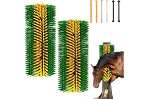 Kensbro 2 Pezzi Spazzola per Tiragraffi per Bestiame Cavalli, Spazzola Per Grattare Mucche per Animali Domestici come Mucche e Pecore (Giallo e Verde)