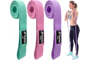 Beenax Fabric Resistance Bands (Set of 3), Long/Short Exercise Bands for Women Men, Loop Bands, 3 Resistance Levels for Workout, Fitness, Stretching, Pull Up, Leg, Glutes, Squat and Strength Training
