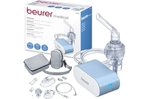 ‎BEURER Beurer IH 60 Inhalator, leises und tragbares Inhaliergerät mit wiederaufladbarem Akku, Inhalationsgerät zur Anwendung bei Erkältung, Asthma und anderen Atemwegserkrankungen, Blau