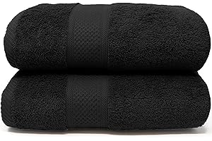 LEBENGOOD Juego de Toallas de Baño 100% Algodón Premium 550gsm | 2 Toallas Grandes (70x130 cm) | Suaves, Absorbentes y Resistentes | Set de Toallas de Ducha para Hogar, Hotel y Gym (2 70X130 Negro)