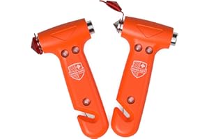 Swiss Safe 5-in-1 Car Safety Hammer (2-Pack), Emergency Escape Tool with Car Window Breaker and Seatbelt Cutter for First Responders and Roadside Safety Kits