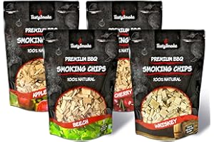 TastySmoke® Hochwertige Räucherchips 4er Set – Naturbelassene Holzchips aus Apfel, Buche, Kirsche & Eiche – Perfekt für Smoker, Grill & BBQ – 100% Reine Qualität je 750 Gramm