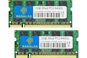 Rasalas 4GB (2X 2GB) PC2-6400 DDR2 800MHz Sodimm RAM 2RX8 PC2 6400S 1.8V CL6 Memoria per Kit Computer Portatile