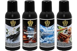 ‎HAF HAF Saunaaufguss Set „Weihnachtszauber“ - 4 x 100ml Sauna Aufgussmittel Vanille, Weihnachtsduft, Wintertraum, Zimt - Saunaduft mit natürlichen ätherischen Ölen & ohne Zusätze