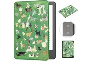 MOKASE para Nuevo 6" Kindle 11ª Generación 2022 Funda (Modelo: C2V2L3), Delgado Piel Sintética Cubierta Dura Magnética con Correa de Mano Automático Estela/Sueño para Kindle 2022, Meadow Gogs