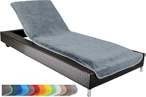 ‎BRANDSSELLER Brandsseller Gartenliegenbezug 75x200 cm – Frottee Schonbezug Handtuch-Auflage aus 100% Baumwolle – waschbar, rutschfest, Öko-Tex Standard 100 – Grau