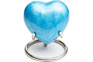 Royal Rapture Urn for Ashes Funeral Memorial Cremation Keepsake Love Urns Decorative Brass Heart with Stand (Blue Plain, 3") RHM03-03