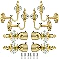 NATURAL Heavy Duty Aluminum Royal Luxury Design Curtain Bracket/Finial and Curtain Support with Screw/Wallplug for Window & Door Curtain Fittings Suitable Upto 1 Inch Pipe. (4 Set, Gold)